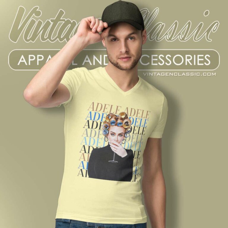Drink Nights With Adele Graphic V Neck TShirt Drink Nights With Adele Graphic V Neck TShirt