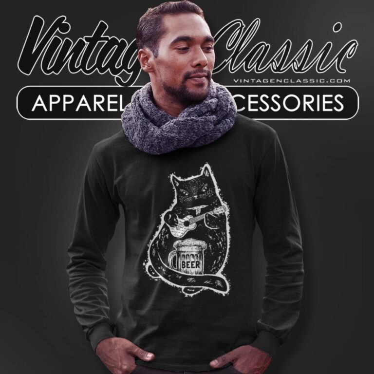 Drunk Cat Ukulele Beer Long Sleeve Tee Drunk Cat Ukulele Beer Long Sleeve Tee