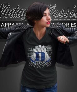 Duke Blue Devils 2023 76 Birmingham Bowl Champions Gloves V Neck TShirt