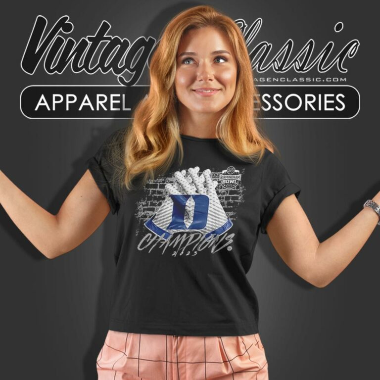 Duke Blue Devils 2023 76 Birmingham Bowl Champions Gloves Women T Shirt Duke Blue Devils 2023 76 Birmingham Bowl Champions Gloves Women T Shirt