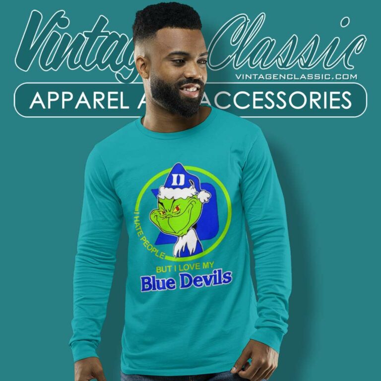 Duke Blue Devils Ncaa Christmas Grinch Shirt I Hate People But I Love My Duke Long Sleeve Tee Duke Blue Devils Ncaa Christmas Grinch Shirt I Hate People But I Love My Duke Long Sleeve Tee