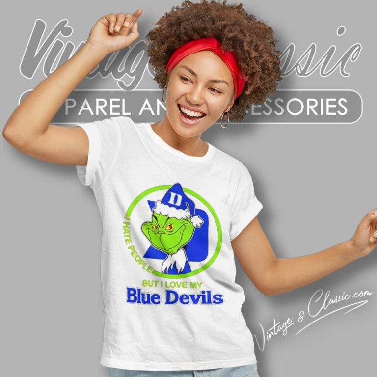 Duke Blue Devils Ncaa Christmas Grinch Shirt I Hate People But I Love My Duke Women TShirt Duke Blue Devils Ncaa Christmas Grinch Shirt I Hate People But I Love My Duke Women TShirt
