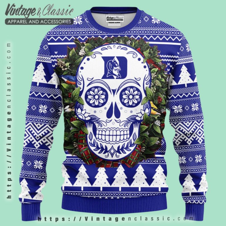 Duke Blue Devils Skull Ugly Christmas Sweater Ugly Christmas Sweater Duke Blue Devils Skull Ugly Christmas Sweater Ugly Christmas Sweater