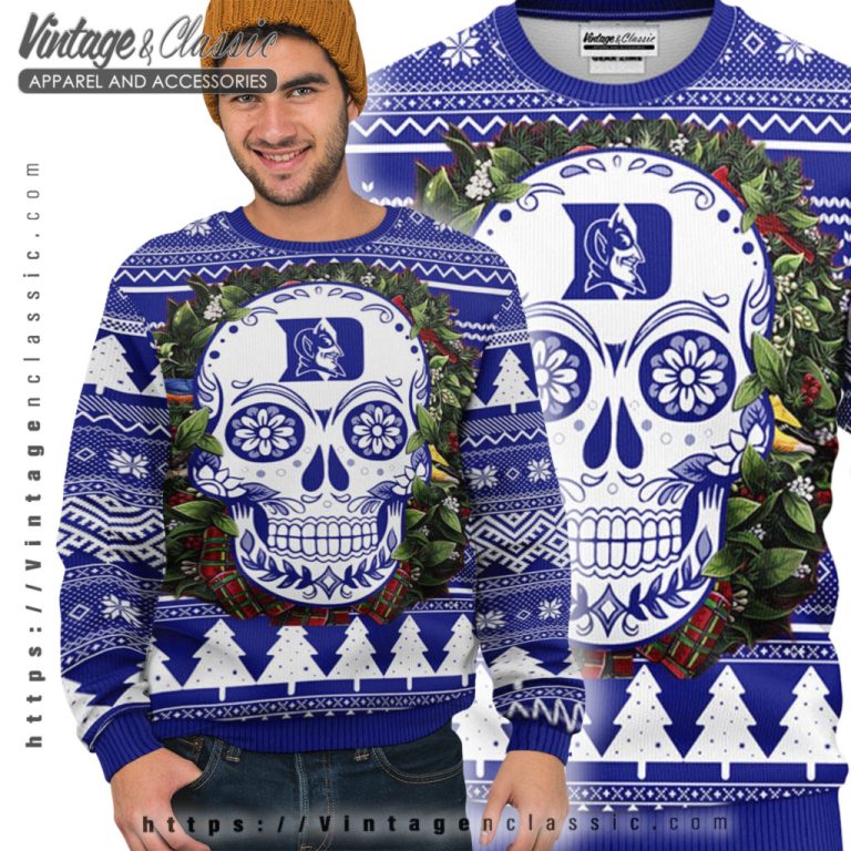 Duke Blue Devils Skull Ugly Christmas Sweater Ugly Sweater Duke Blue Devils Skull Ugly Christmas Sweater Ugly Sweater