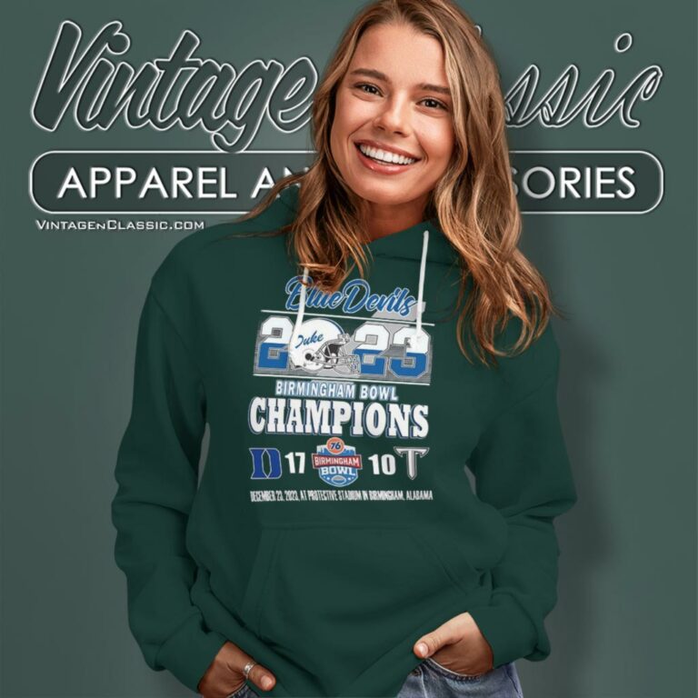 Duke Blue Devils Victory 17 10 Troy Trojans 2023 Birmingham Bowl Champions Final Score Hoodie Duke Blue Devils Victory 17 10 Troy Trojans 2023 Birmingham Bowl Champions Final Score Hoodie