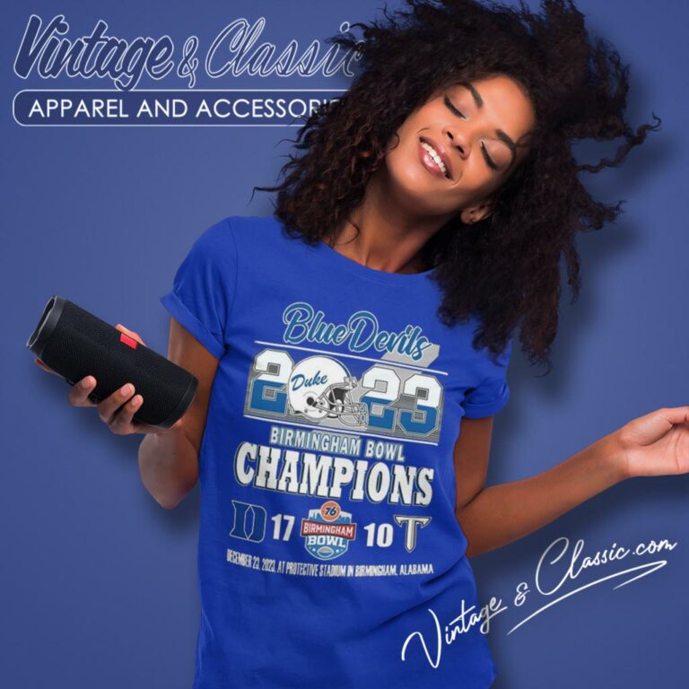 Duke Blue Devils Victory 17 10 Troy Trojans 2023 Birmingham Bowl Champions Final Score Women T Shirt Duke Blue Devils Victory 17 10 Troy Trojans 2023 Birmingham Bowl Champions Final Score Women T Shirt