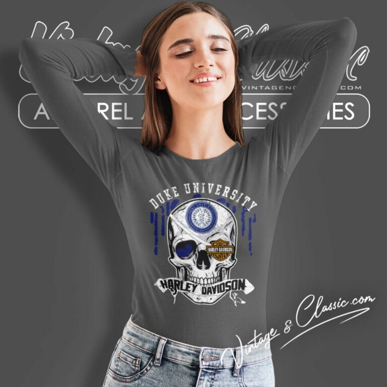 Duke University Harley Davidson Skull Long Sleeve Tee Duke University Harley Davidson Skull Long Sleeve Tee