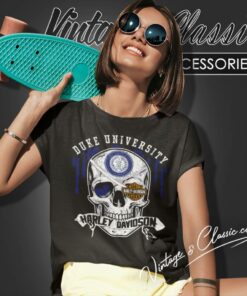 Duke University Harley Davidson Skull Women T Shirt