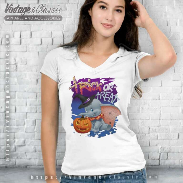 Dumbo Treat Or Trick Disney Halloween V Neck TShirt Dumbo Treat Or Trick Disney Halloween V Neck TShirt