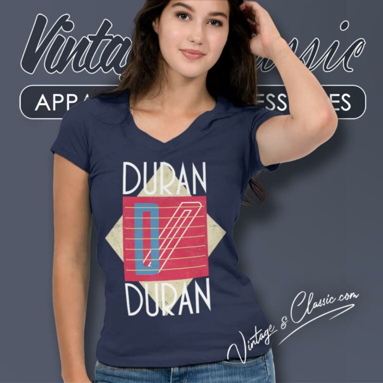 Duran Duran Logo Seven And The Ragged Tiger V Neck TShirt Duran Duran Logo Seven And The Ragged Tiger V Neck TShirt