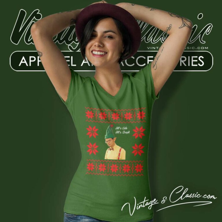 Dwight Christmas All Is Calm All Is Dwight Rainn Wilson V Neck TShirt Dwight Christmas All Is Calm All Is Dwight Rainn Wilson V Neck TShirt