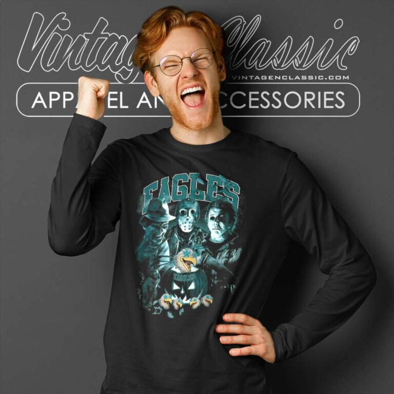 Eagles Halloween Horror Movie Football Long Sleeve Tee Eagles Halloween Horror Movie Football Long Sleeve Tee