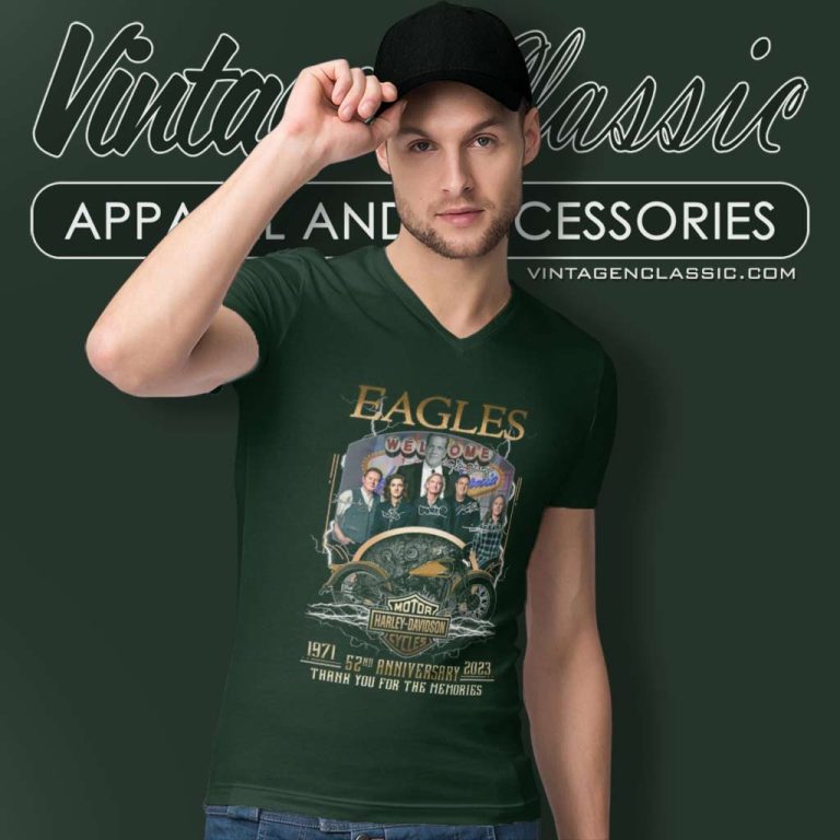 Eagles Signed 52nd Anniversary 1971 2023 Thank You Memories V Neck TShirt Eagles Signed 52nd Anniversary 1971 2023 Thank You Memories V Neck TShirt