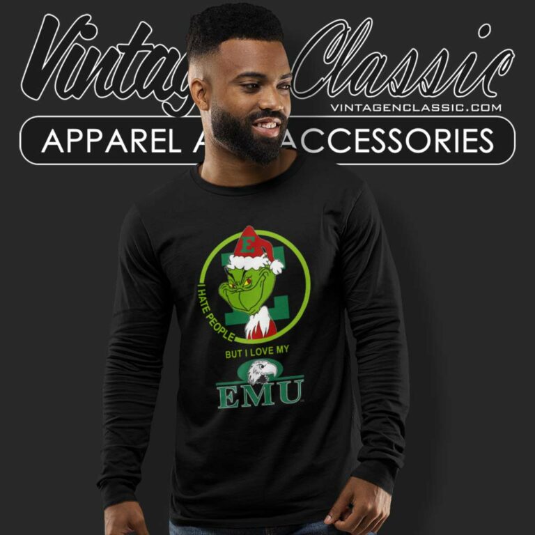 Eastern Michigan Eagles Ncaa Christmas Grinch Shirt I Hate People But I Love My Emu Long Sleeve Tee Eastern Michigan Eagles Ncaa Christmas Grinch Shirt I Hate People But I Love My Emu Long Sleeve Tee