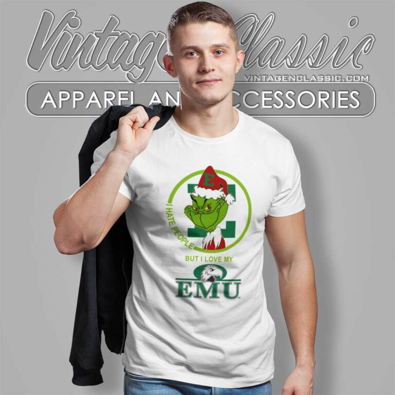 Eastern Michigan Eagles Ncaa Christmas Grinch Shirt I Hate People But I Love My Emu T Shirt Eastern Michigan Eagles Ncaa Christmas Grinch Shirt I Hate People But I Love My Emu T Shirt