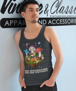 Eat Mushrooms See The Universe Camping Funny Tank Top Racerback