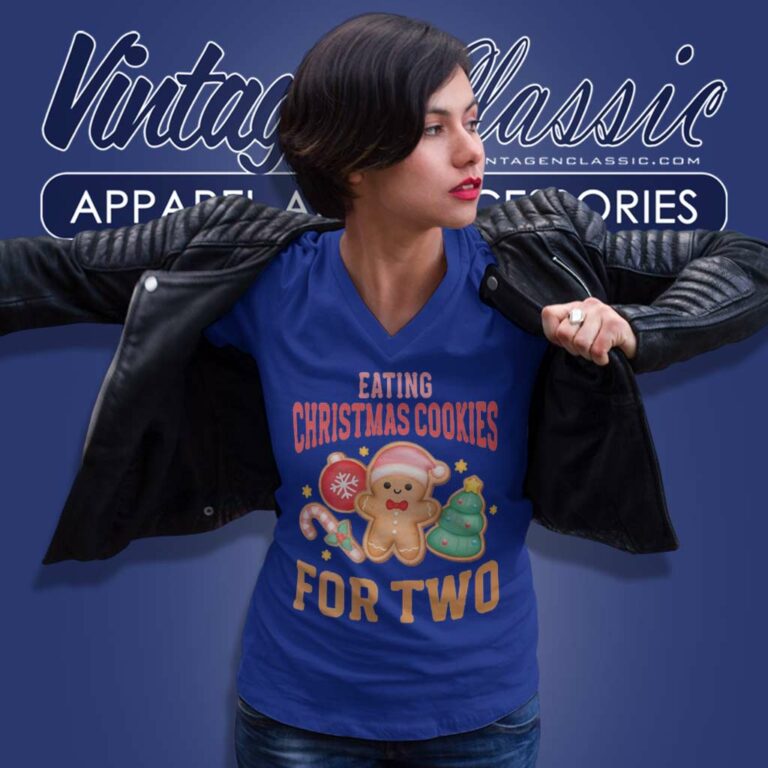 Eating Christmas Cookies For Two V Neck TShirt Eating Christmas Cookies For Two V Neck TShirt