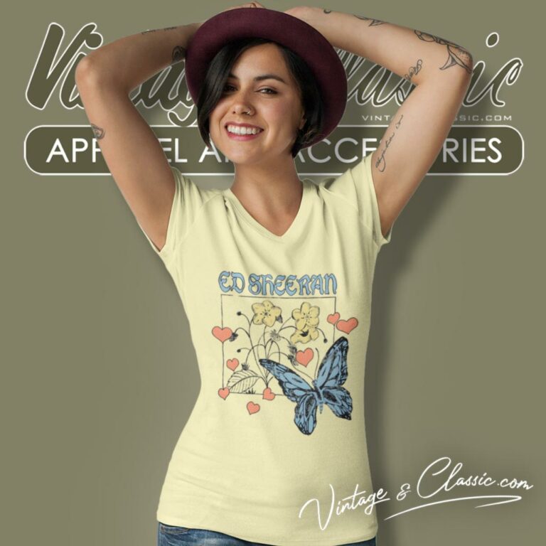 Ed Sheeran Shirt Wild Hearts And Butterflies V Neck TShirt Ed Sheeran Shirt Wild Hearts And Butterflies V Neck TShirt