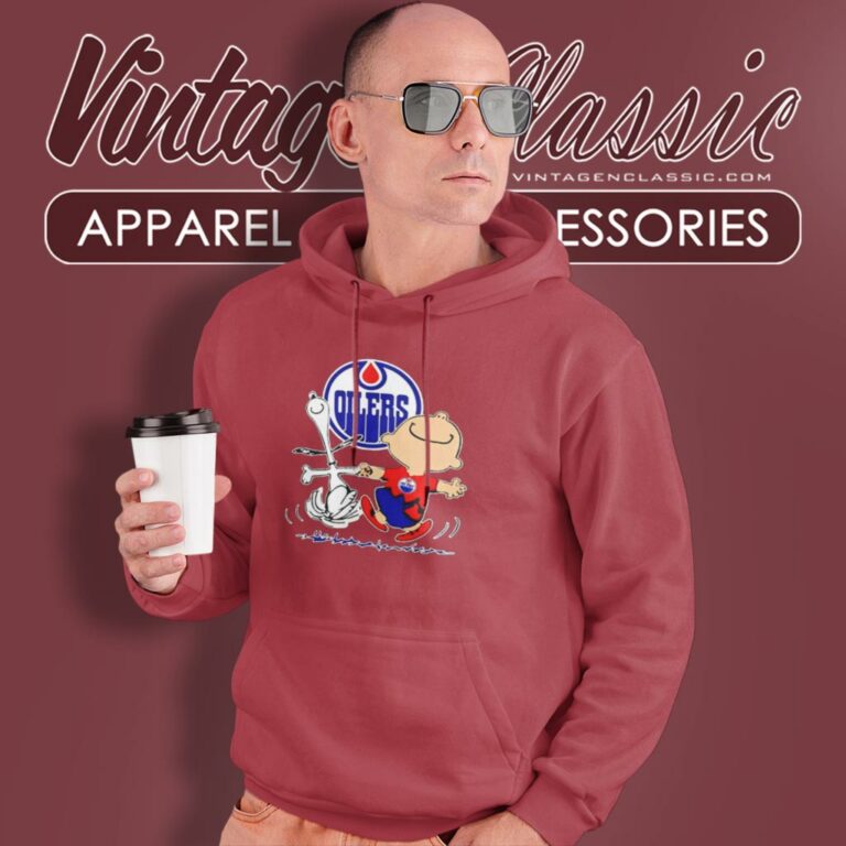 Edmonton Oilers Charlie Brown And Snoopy Happy Dance Hoodie Edmonton Oilers Charlie Brown And Snoopy Happy Dance Hoodie