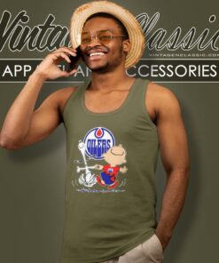 Edmonton Oilers Charlie Brown And Snoopy Happy Dance Tank Top Racerback