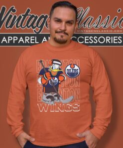 Edmonton Oilers Donald Duck Hockey Shirt Long Sleeve Tee