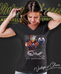 Edmonton Oilers Donald Duck Hockey Shirt V Neck TShirt