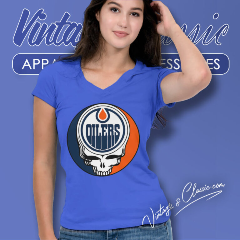 Edmonton Oilers Grateful Dead Steal Your Face V Neck TShirt Edmonton Oilers Grateful Dead Steal Your Face V Neck TShirt