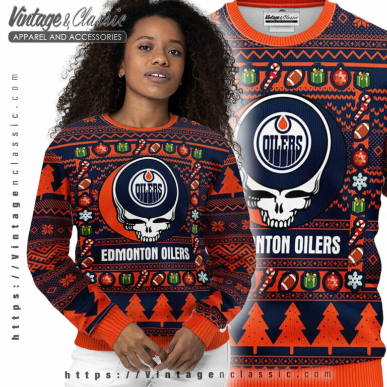 Edmonton Oilers Grateful Dead Ugly Sweater Women Ugly Sweater Edmonton Oilers Grateful Dead Ugly Sweater Women Ugly Sweater