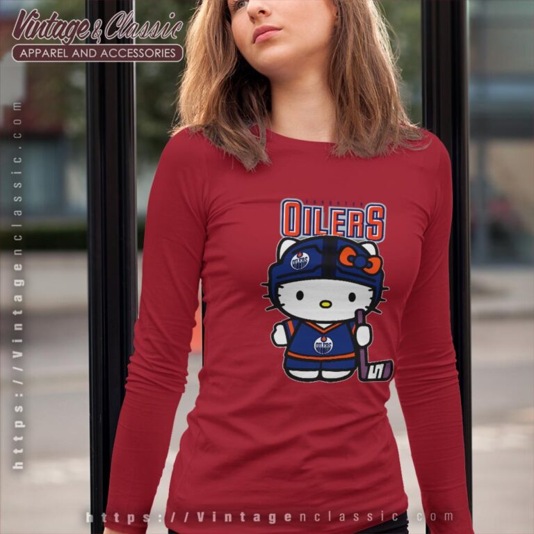 Edmonton Oilers Hello Kitty Shirt Long Sleeve Tee Edmonton Oilers Hello Kitty Shirt Long Sleeve Tee