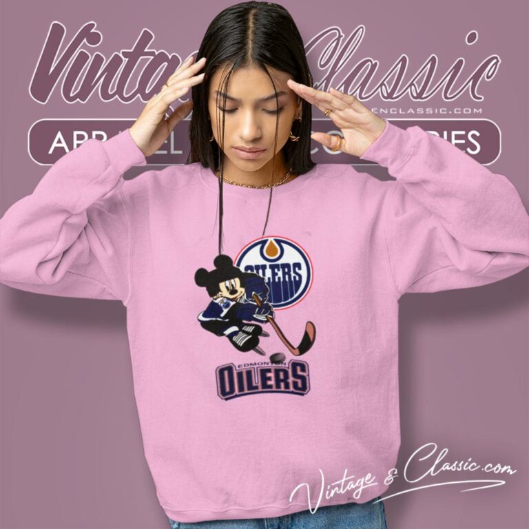Edmonton Oilers Mickey Mouse Disney Hockey Sweatshirt Edmonton Oilers Mickey Mouse Disney Hockey Sweatshirt