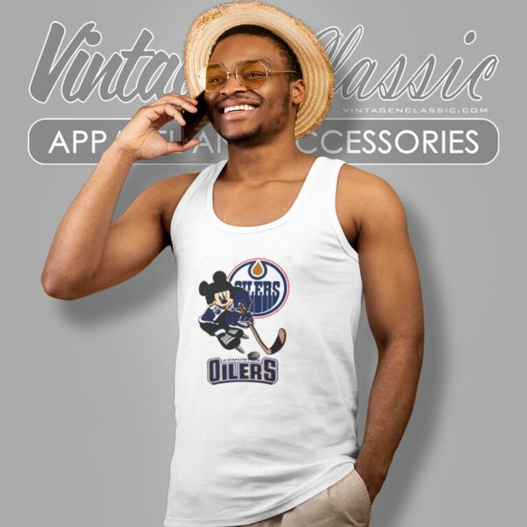 Edmonton Oilers Mickey Mouse Disney Hockey Tank Top Racerback Edmonton Oilers Mickey Mouse Disney Hockey Tank Top Racerback