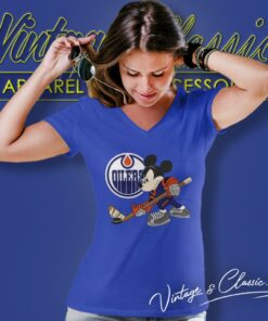 Edmonton Oilers Mickey Mouse Walt Disney V Neck TShirt