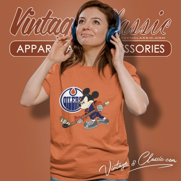 Edmonton Oilers Mickey Mouse Walt Disney Women T Shirt Edmonton Oilers Mickey Mouse Walt Disney Women T Shirt