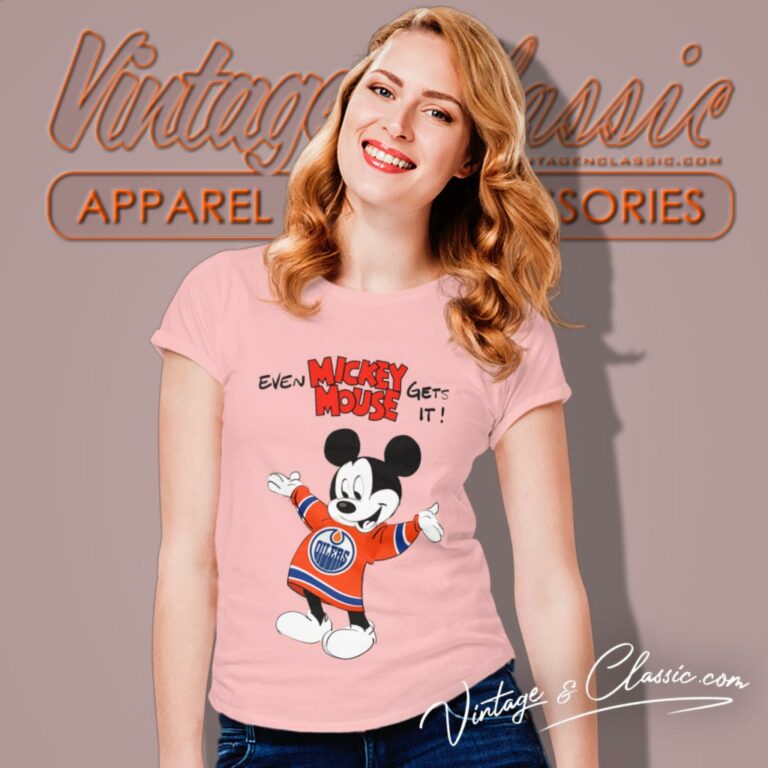 Edmonton Oilers Nhl Hockey Mickey Mouse Women T Shirt Edmonton Oilers Nhl Hockey Mickey Mouse Women T Shirt