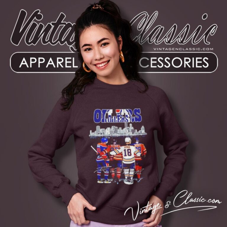 Edmonton Oilers Skyline Leon Draisaitl Connor Mcdavid And Zach Hyman Signature Sweatshirt Edmonton Oilers Skyline Leon Draisaitl Connor Mcdavid And Zach Hyman Signature Sweatshirt