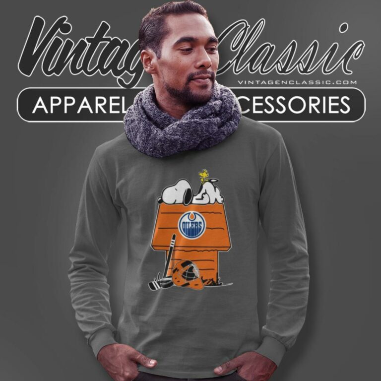Edmonton Oilers Snoopy Woodstock The Peanuts Movie Long Sleeve Tee Edmonton Oilers Snoopy Woodstock The Peanuts Movie Long Sleeve Tee