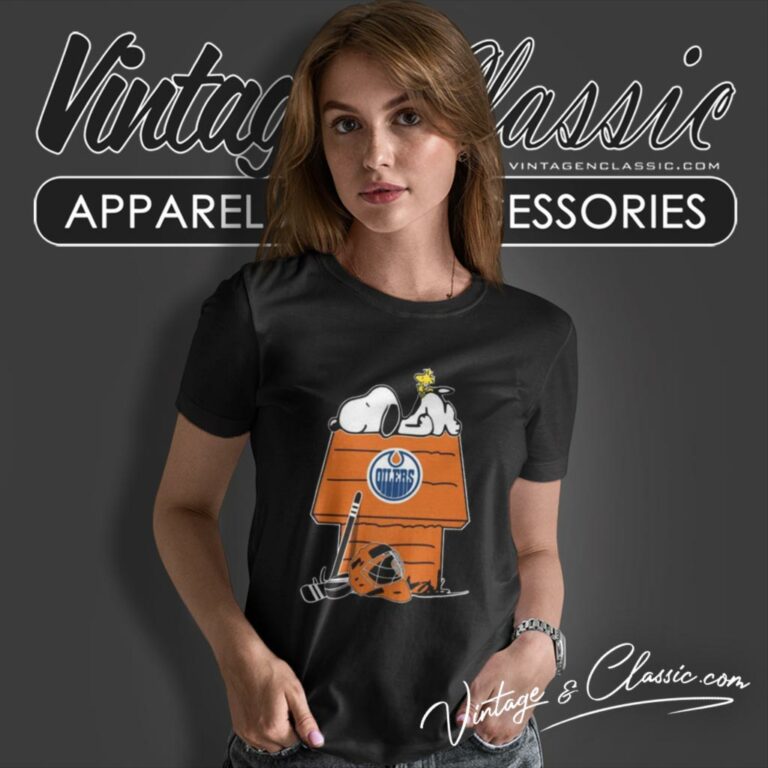 Edmonton Oilers Snoopy Woodstock The Peanuts Movie Women T Shirt Edmonton Oilers Snoopy Woodstock The Peanuts Movie Women T Shirt