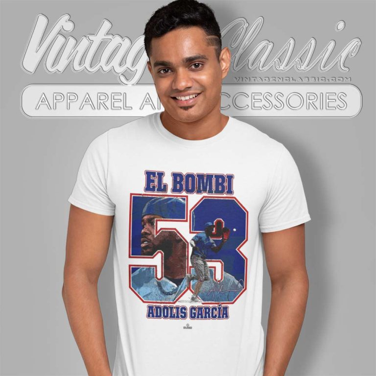 El Bombi Adolis Garcia Rangers Mlbpa Signature T Shirt El Bombi Adolis Garcia Rangers Mlbpa Signature T Shirt