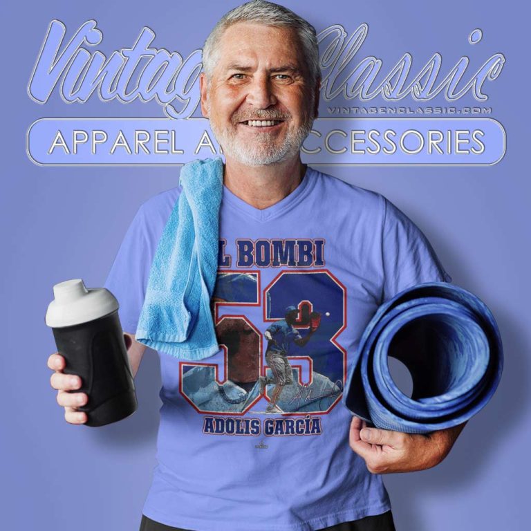 El Bombi Adolis Garcia Rangers Mlbpa Signature V Neck TShirt El Bombi Adolis Garcia Rangers Mlbpa Signature V Neck TShirt
