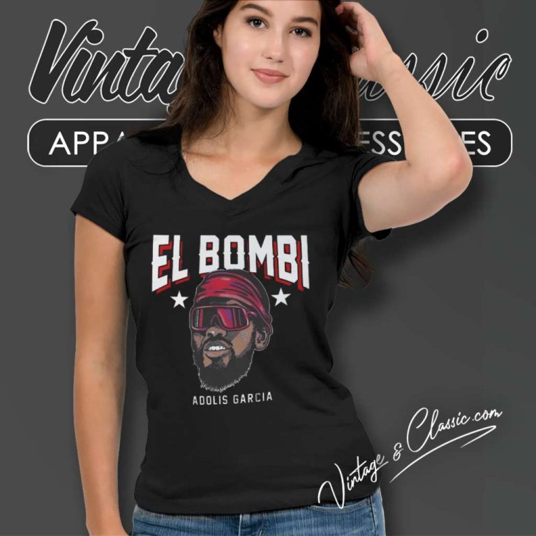 El Bombi Adolis Garcia Shirt Mlb Texas Rangers Mvp V Neck TShirt El Bombi Adolis Garcia Shirt Mlb Texas Rangers Mvp V Neck TShirt