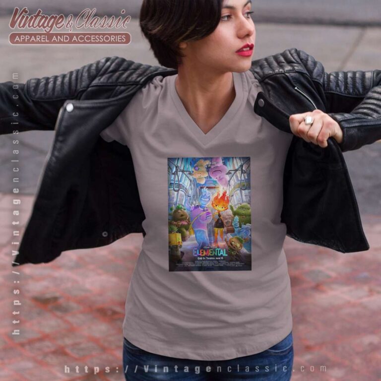 Elemental Disney Movies Poster V Neck TShirt Elemental Disney Movies Poster V Neck TShirt