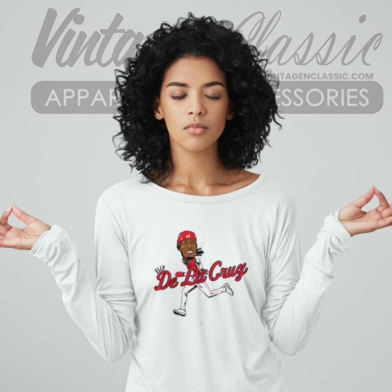 Elly De La Cruz 44 Cincinnati Reds Long Sleeve Tee Elly De La Cruz 44 Cincinnati Reds Long Sleeve Tee
