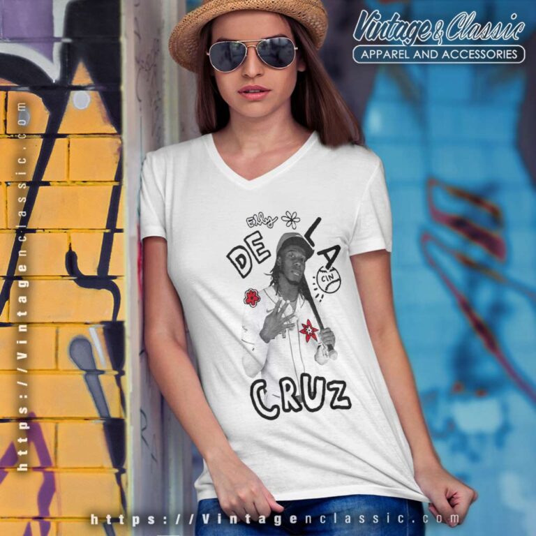 Elly De La Cruz Cincinnati Reds V Neck TShirt Elly De La Cruz Cincinnati Reds V Neck TShirt
