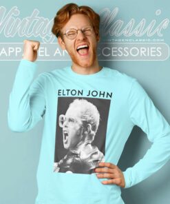 Elton John Black White Photo Shirt 6 Elton John Black & White Photo Long Sleeve Tee