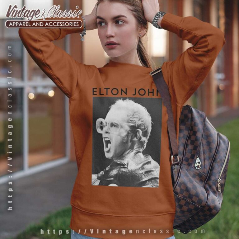 Elton John Black & White Photo Sweatshirt Elton John Black & White Photo Sweatshirt