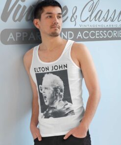 Elton John Black White Photo Shirt 5 Elton John Black & White Photo Tank Top Racerback