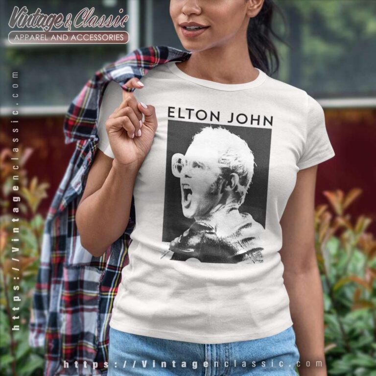 Elton John Black & White Photo Women TShirt Elton John Black & White Photo Women TShirt