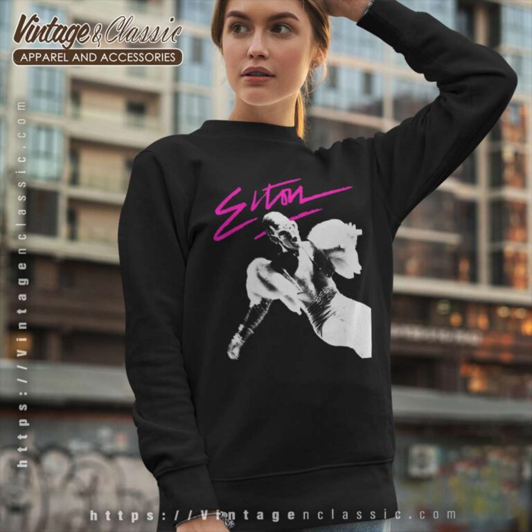 Elton John Pink Brush Photo Sweatshirt Elton John Pink Brush Photo Sweatshirt