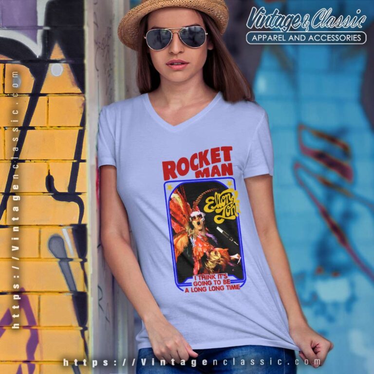 Elton John Shirt Rocket Man V Neck TShirt Elton John Shirt Rocket Man V Neck TShirt