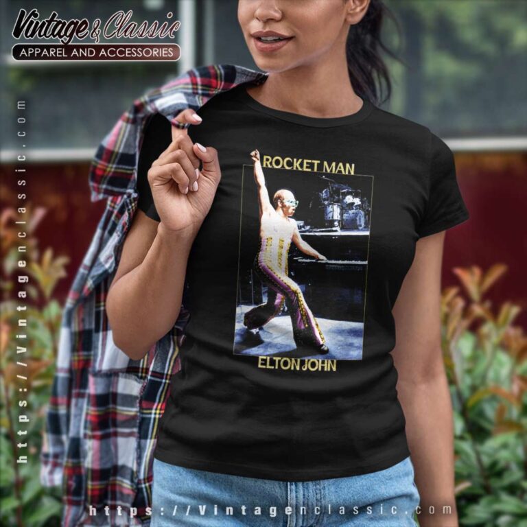 Elton John X Rocketman Stage Piano Photo Women TShirt Elton John X Rocketman Stage Piano Photo Women TShirt